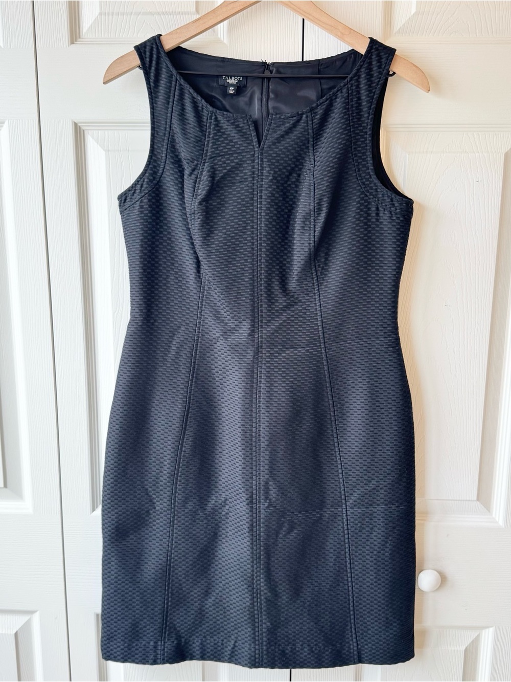 Talbots Cotton Silk Shift Dress Size 10P Jacquard Classic Office Career LBD